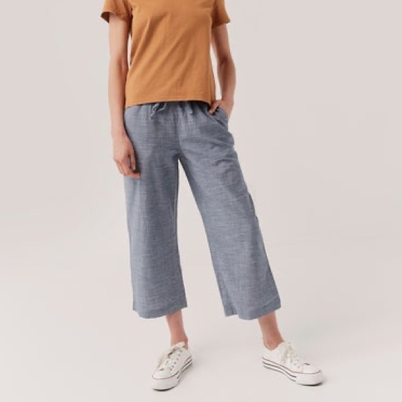Pact 100% Organic Cotton Chambray Sunday Pant Wide Leg Crop Size XL - Picture 1 of 5